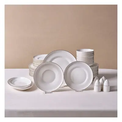 Karaca Streamline Nefeli 56-Piece Bone China Dinner Set for People, Gold