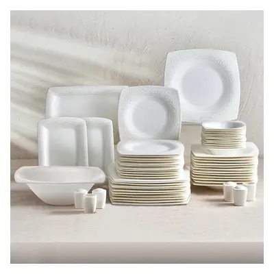 Karaca Roma 58-Piece Fine Pearl Dinner Set for People, White