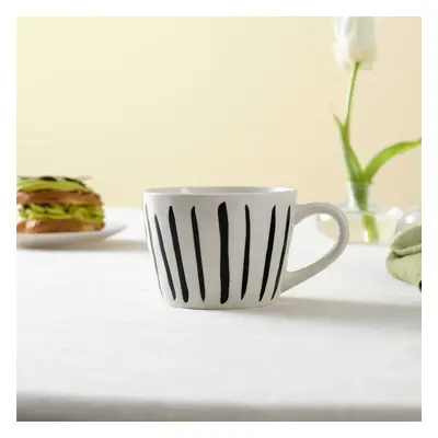 Karaca Linda Striped Porcelain Mug, 350ml, Black