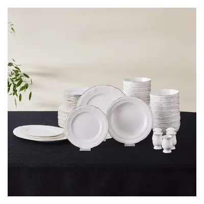 Karaca Tobias 56-Piece Bone China Dinner Set for People, White