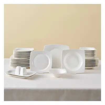 Karaca Vesta 52-Piece Bone China Dinner Set for People, White