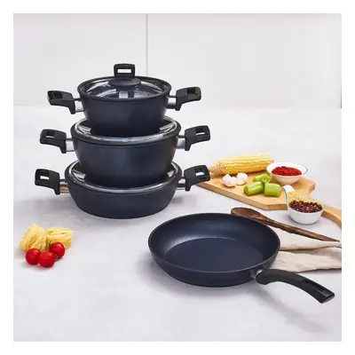 Karaca BioDiamond Powerful Plus 7-Piece Non-Stick Cookware Set, Black