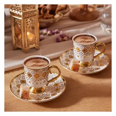 Karaca Afife 4-Piece Porcelain Coffee Cup Set for People, ml, White Multi