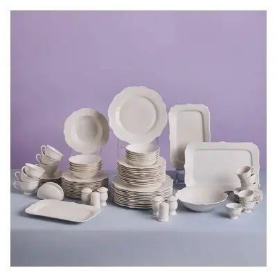 Karaca Vera 84-Piece Porcelain Dinner Set for People, White