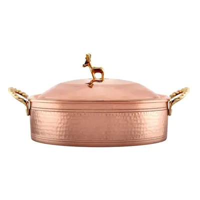 Karaca Alacahöyük Copper Shallow Stock Pot, 24cm, Copper