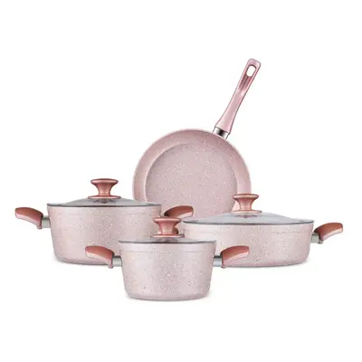 Karaca Rosegold Biogranite 7-Piece Induction Cookware Set, Rose Gold