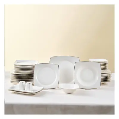 Karaca Vesta 52-Piece New Generation Bone China Dinner Set for People, Gold