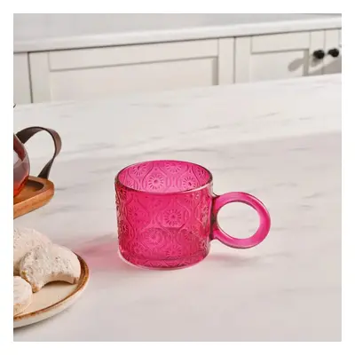 Karaca Miracle Glass Mug, 240ml, Pink Circle