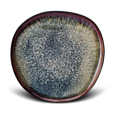 Karaca Galactic Reactive Glaze Side Plate, 21.5cmx21cmx2.5cm, Black Multi