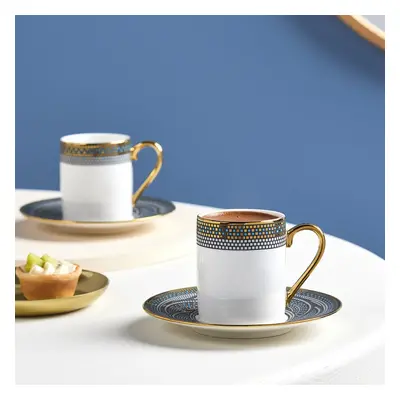 Karaca Umut 4-Piece Bone China Espresso Turkish Coffee Cup Set for People, 90ml, Multi