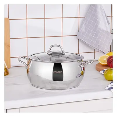 Karaca Emirgan Stainless Steel Stockpot with Lid, 24cm, Silver