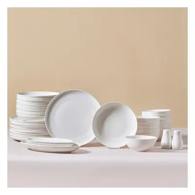 Karaca Allure 41-Piece Bone China Dinner Set for People, White