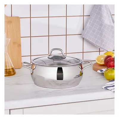 Karaca Emirgan Stainless Steel Stockpot with Lid, 22cm, Silver