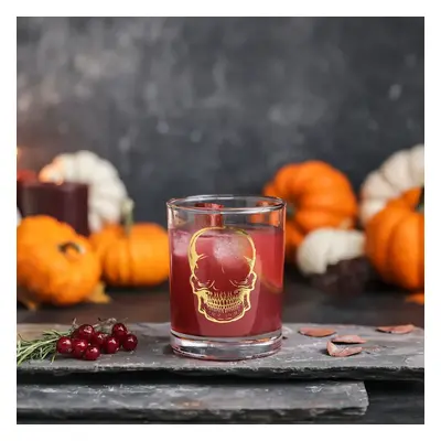 Karaca Halloween Skull Glass Tumbler Glass, 380ml, Transparent Gold