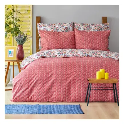 Sarah Anderson Fanny 100% Turkish Cotton Duvet Cover and Pillow Set, Double, Red