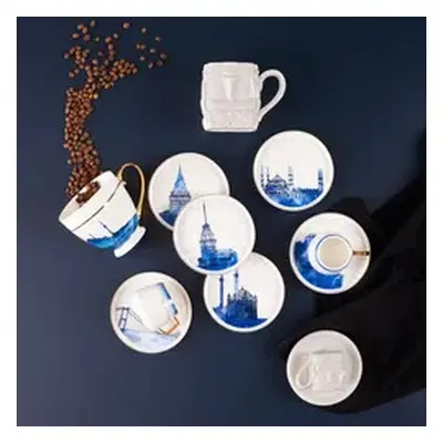 Karaca x İstanbul Collection 12-Piece Bone China Espresso Turkish Coffee Cup Set for People, 100