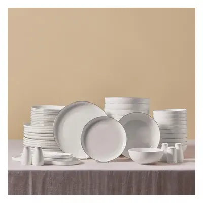 Karaca Streamline Favaro 56-Piece Bone China Dinner Set for People, Platinum