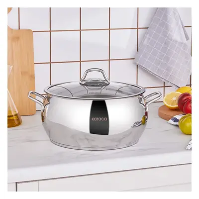 Karaca Emirgan Stainless Steel Stockpot with Lid, 26cm, Silver