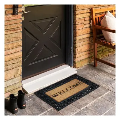 Kaşmir Rugs 7/24 Rubber-Framed Welcome Coco Door Mat, 45cmx75cm, Multi