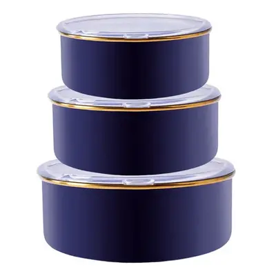 Karaca Piraye Piece Enamel Storage Container, Navy Blue Gold