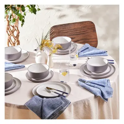 Karaca Riley 18-Piece Stoneware Dinner Set for People, Grey