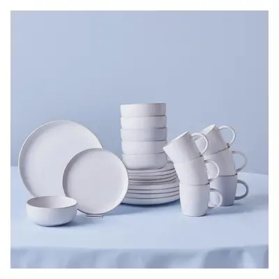 Karaca Hope 24-Piece Stoneware Dinner Set for People, White Gold