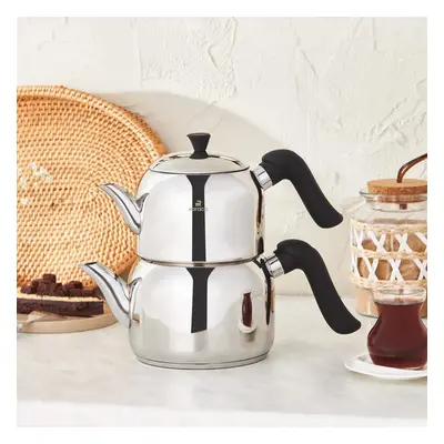 Karaca Edana Stainless Steel Induction Teapot Set, Midi, Black