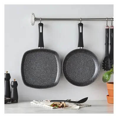 Karaca Atlas 2-Piece Biogranite Pan-Grill Set, Black