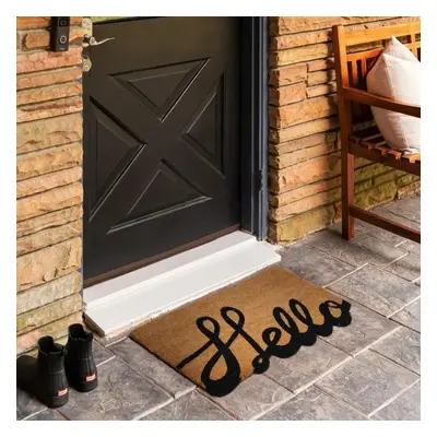 Kaşmir Rugs 7/24 Patterned Hello Coco Door Mat, 45cmx75cm, Multi