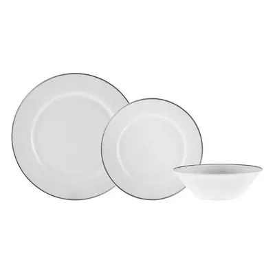 Karaca Rebeca 18-Piece Bone China Dinner Set for People, White Platinum