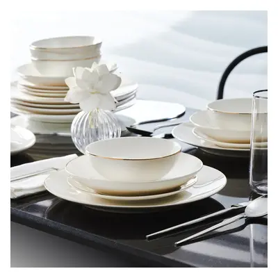 Karaca Esbelto 56-Piece Bone China Dinner Set for People, Gold