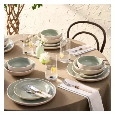 Karaca Abby 24-Piece Stoneware Dinner Set for People, Green