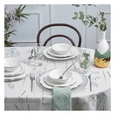 Karaca Daisy 12-Piece Bone China Dinner Set for People, White