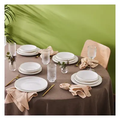 Karaca Streamline New Saturn 12-Piece Bone China Dinner Set for People, Platinum