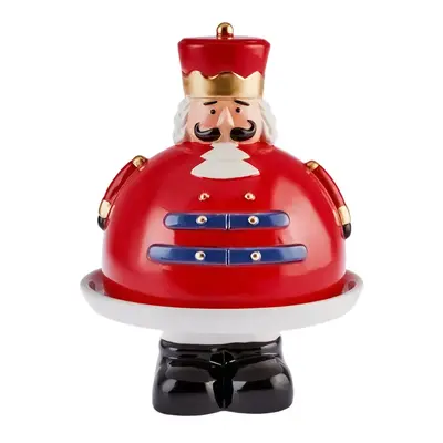 Karaca New Year Christmas Nutcracker Cake Stand, 22cm, Red Multi