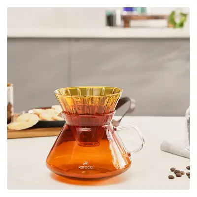 Karaca Winx Brewy Glass Pour Over Coffee Maker Set with Stand, 650ml, Orange