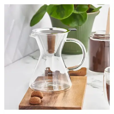 Karaca Bennet Filter Glass Pour Over Coffee Maker, 500ml, Transparent