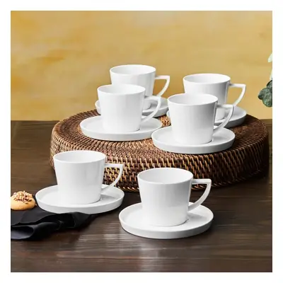 Karaca Salvare Piece New Generation Bone Tea Cup and Saucer Set for People, 260ml, White