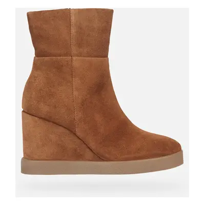 GEOX Elidea Wedge Woman Dark Camel, Size: