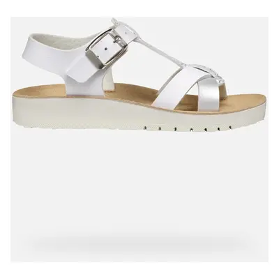 GEOX Sandal Costarei Girl White/silver, Size: