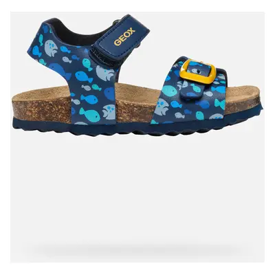 GEOX Sandal Chalki Toddler Boy Navy/yellow, Size: