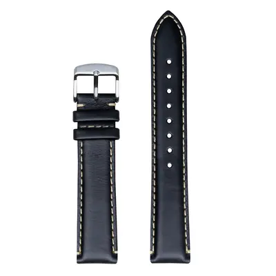 Black Leather Strap with Sand Stitching (20mm)