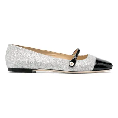 JIMMY CHOO - Elisa Flat Glittered Leather Flats