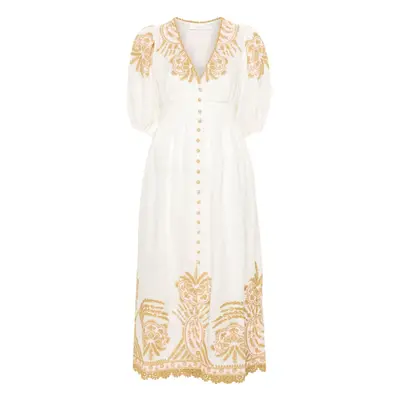 ZIMMERMANN - Embroidered Linen Midi Dress