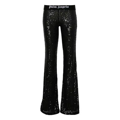 PALM ANGELS - Logo Sequined Flared Trousers