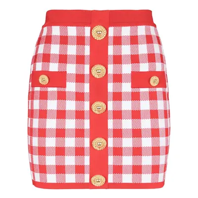 BALMAIN - Vichy Buttoned Mini Skirt