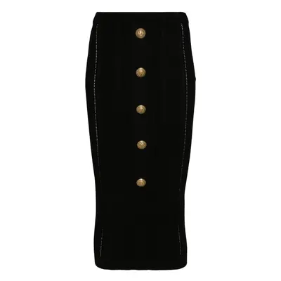 BALMAIN - Buttoned Knitted Midi Pencil Skirt