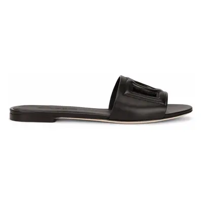 DOLCE & GABBANA - Dg Logo Leather Slides