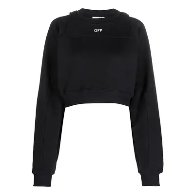 OFF-WHITE - Logo Cropped Cotton Sweatshirt