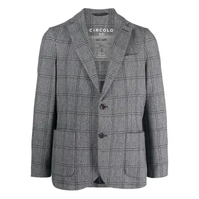 CIRCOLO - Single-breasted Checked Cotton Jacket